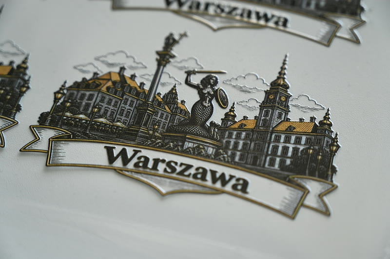 Naklejki UV DTF z motywem Warszawy